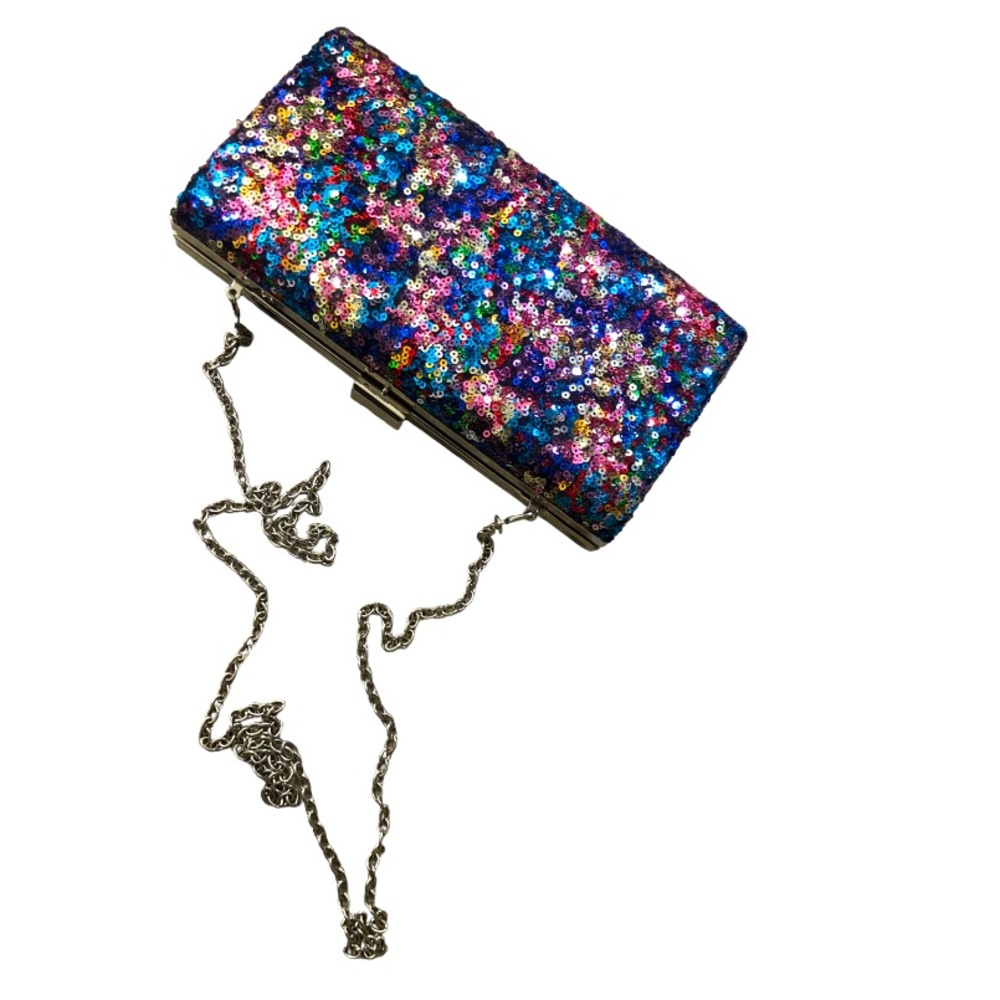 Glitzy Womens Clutch Handbag with Chain - Picture 1 of 6